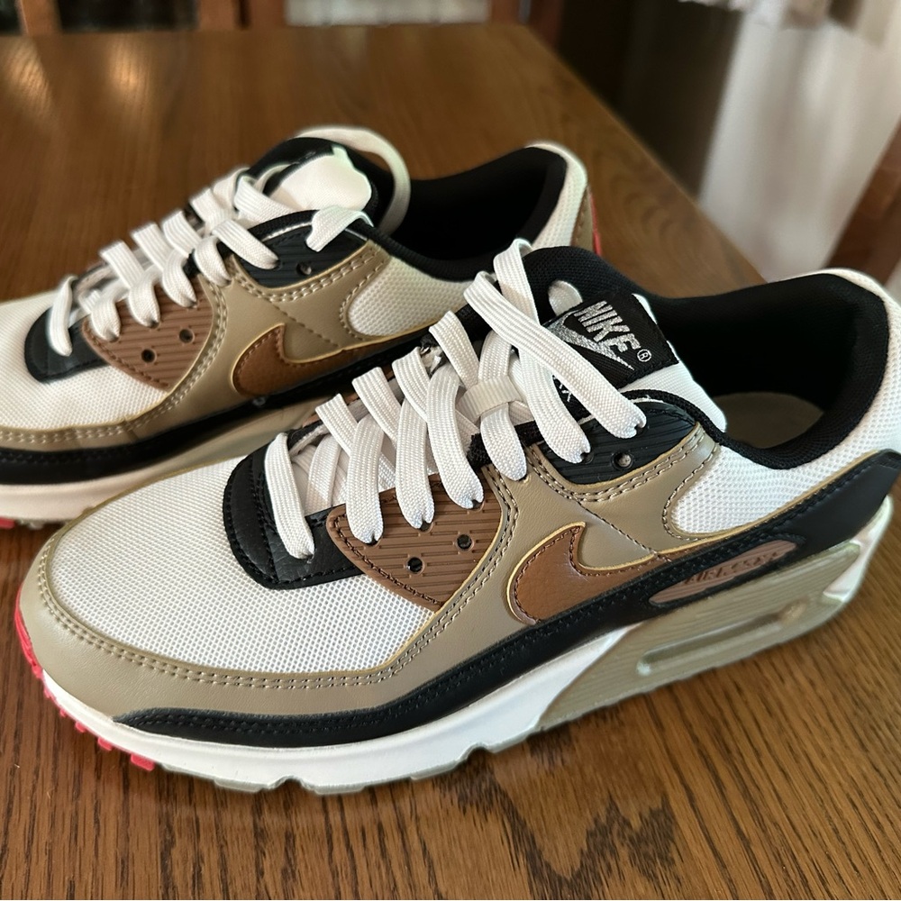 Nike Air Max Sneakers in White, Black, and Brown